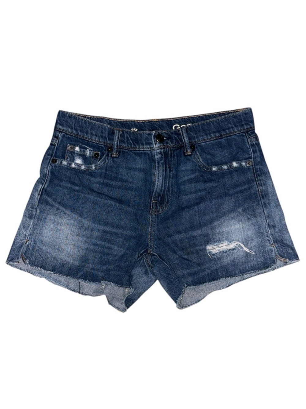 GAP 1969 Women's Jeans Mid Shorts Size 25 R,Distressed, 90s, Y2K, Summer, Denim